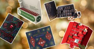 A flat-lay of assorted Canadian advent calendars