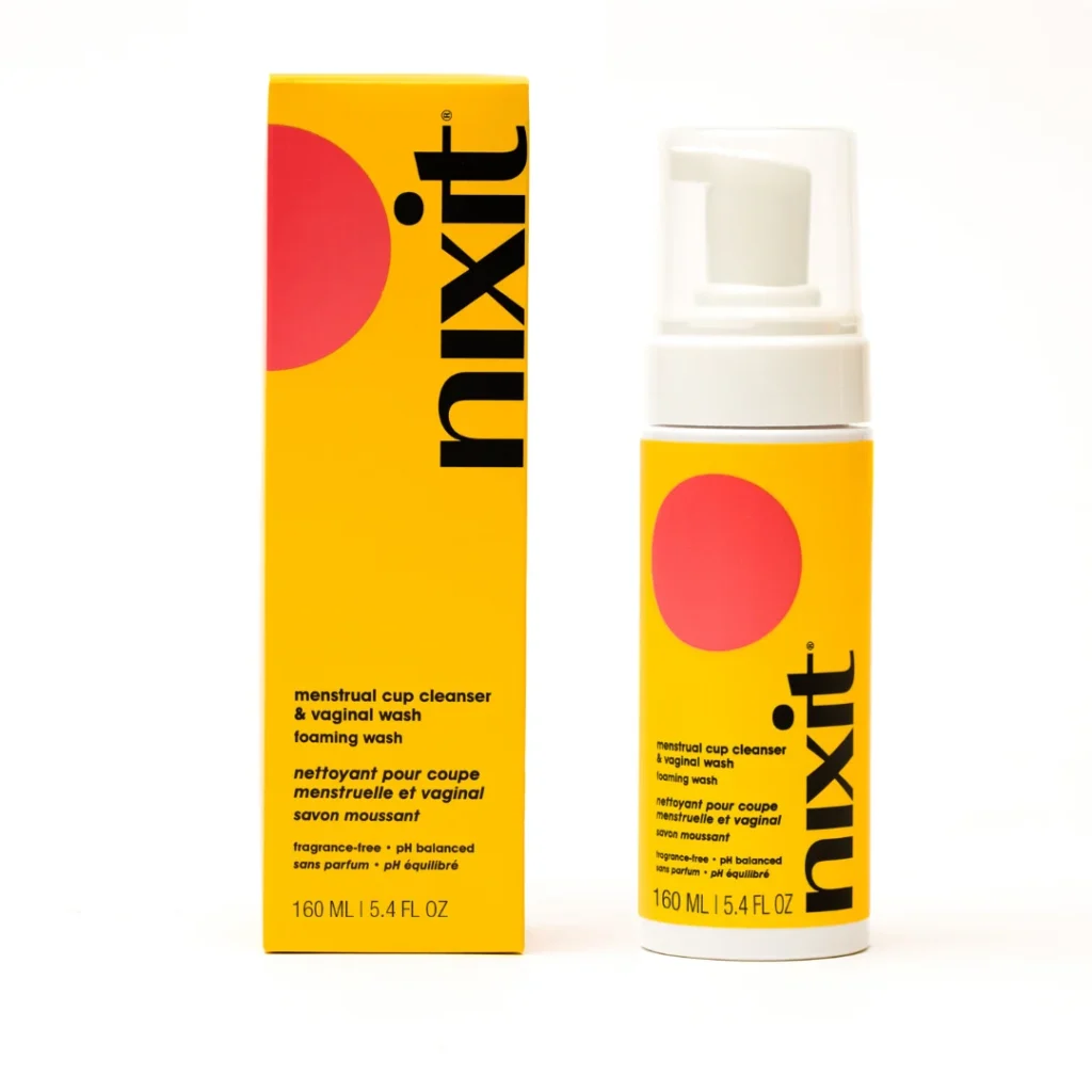 Nixit foaming menstrual disc cleanser and vaginal wash bottle
