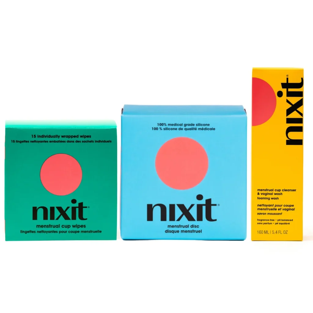 Nixit Cycle Essentials bundle with menstrual disc, foaming wash and wipes